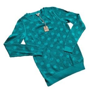 Fossil Shelby Teal Dot Sweater Size XS